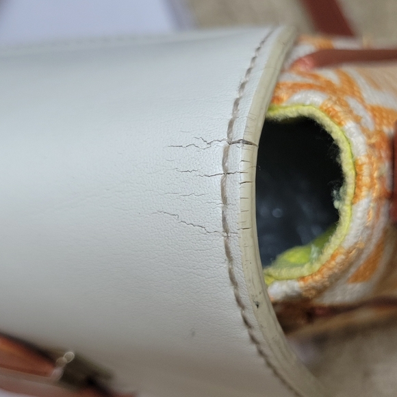 Spartina 449 Zesty Citrus Leather And Linen Crossbody Purse - Picture 15 of 17